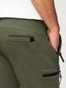 Ombre Clothing Moške trenirke JOGGER s žepi na stegnih in kontrastnimi vstavki - olivna V5 OM-PASK-0222 Ombre Clothing