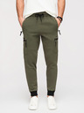 Ombre Clothing Moške trenirke JOGGER s žepi na stegnih in kontrastnimi vstavki - olivna V5 OM-PASK-0222 Ombre Clothing