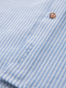 Ombre Clothing Moška progasta lanena srajca s stoječem - bela in modra V2 OM-SHCS-0189 Ombre Clothing