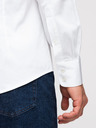 Ombre Clothing Moška klasična srajca SLIM FIT iz satenske tkanine - bela V1 OM-SHOS-0211 Ombre Clothing