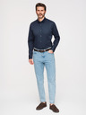 Ombre Clothing Moška klasična srajca SLIM FIT iz satenske tkanine - temno modra V3 OM-SHOS-0211 Ombre Clothing