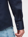 Ombre Clothing Moška klasična srajca SLIM FIT iz satenske tkanine - temno modra V3 OM-SHOS-0211 Ombre Clothing