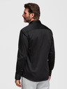 Ombre Clothing Klasična moška srajca SLIM FIT iz satenske tkanine - črna V4 OM-SHOS-0211 Ombre Clothing