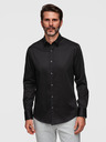 Ombre Clothing Klasična moška srajca SLIM FIT iz satenske tkanine - črna V4 OM-SHOS-0211 Ombre Clothing