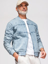Ombre Clothing Moška bomber jakna iz džinsa z učinkom "stone wash" - svetlo modra V3 OM-JADJ-0163 Ombre Clothing
