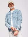 Ombre Clothing Moška bomber jakna iz džinsa z učinkom "stone wash" - svetlo modra V3 OM-JADJ-0163 Ombre Clothing