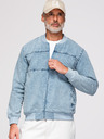 Ombre Clothing Moška bomber jakna iz džinsa z učinkom "stone wash" - svetlo modra V3 OM-JADJ-0163 Ombre Clothing