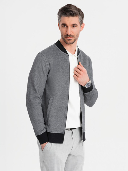 Ombre Clothing Moška pletena bomber jakna - črna
