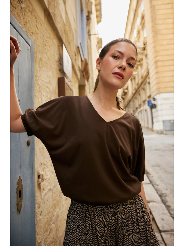Moodo Bombažna bluza rjava Moodo