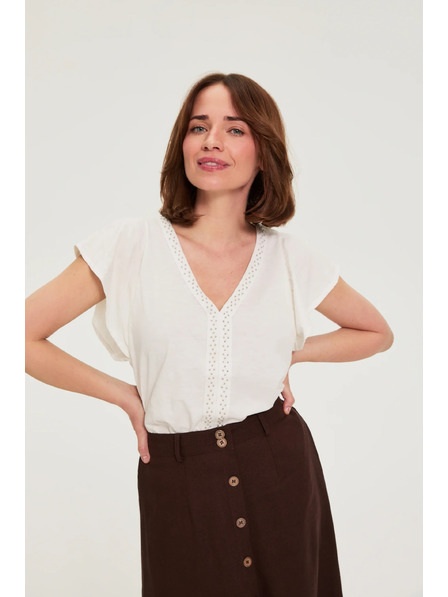 Moodo Bluza s perlami bela Moodo