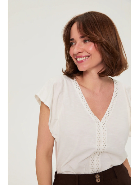 Moodo Bluza s perlami bela Moodo