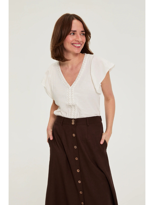 Moodo Bluza s perlami bela Moodo
