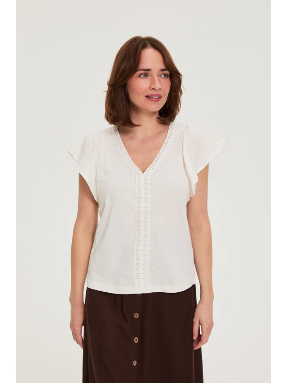 Moodo Bluza s perlami bela Moodo