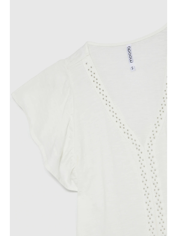 Moodo Bluza s perlami bela Moodo