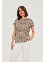 Moodo Beige Striped Blouse Moodo