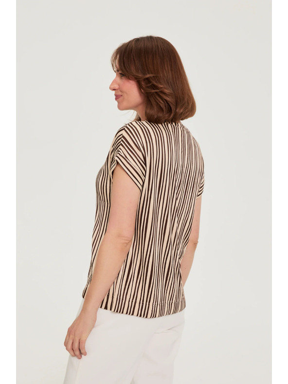 Moodo Beige Striped Blouse Moodo