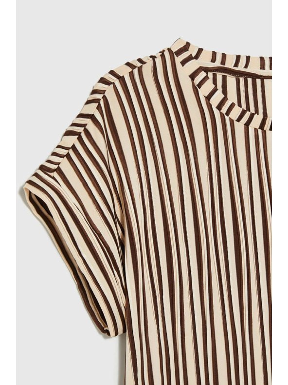 Moodo Beige Striped Blouse Moodo