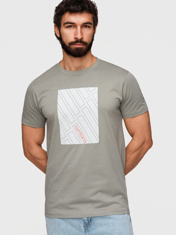 Ombre Clothing Moška bombažna majica z geometrijskim tiskom - siva V3 OM-TSPT-0259 Ombre Clothing