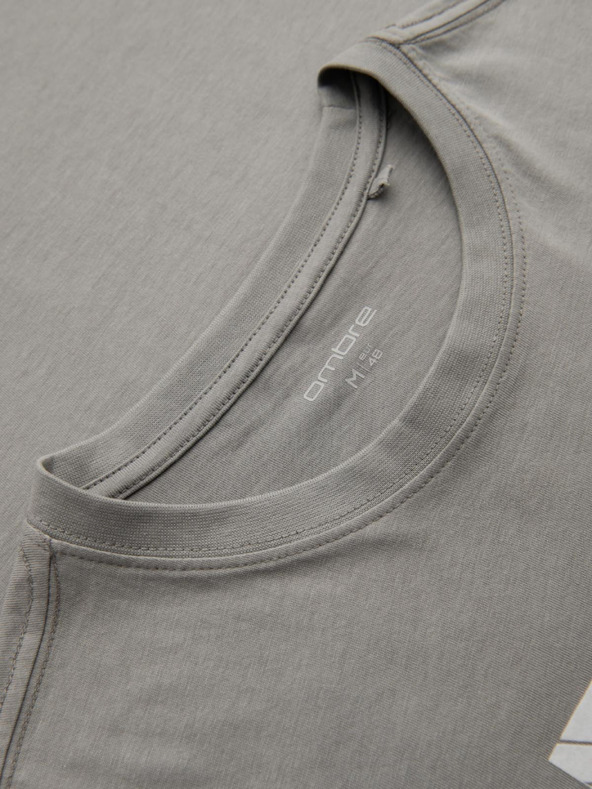 Ombre Clothing Moška bombažna majica z geometrijskim tiskom - siva V3 OM-TSPT-0259 Ombre Clothing