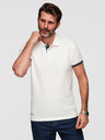 Ombre Clothing Moška bombažna polo majica s kontrastnim robom - bela V1 OM-POSS-0170 Ombre Clothing