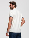 Ombre Clothing Moška bombažna polo majica s kontrastnim robom - bela V1 OM-POSS-0170 Ombre Clothing