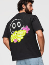 Ombre Clothing Moško bombažno majico s potiskom - črno V1 OM-TSPT-0288 Ombre Clothing