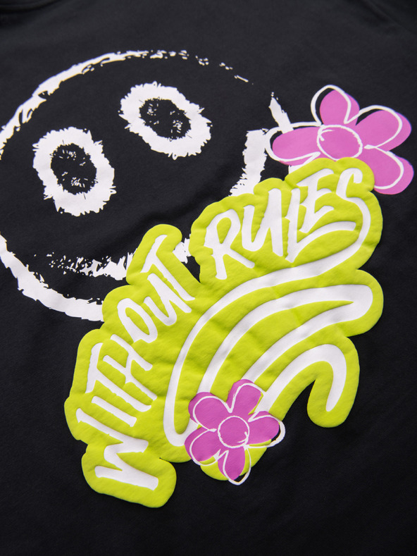 Ombre Clothing Moško bombažno majico s potiskom - črno V1 OM-TSPT-0288 Ombre Clothing