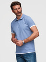 Ombre Clothing Moška bombažna polo majica s kontrastnim robom - modra V3 OM-POSS-0170 Ombre Clothing