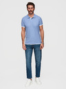 Ombre Clothing Moška bombažna polo majica s kontrastnim robom - modra V3 OM-POSS-0170 Ombre Clothing