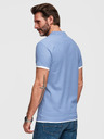 Ombre Clothing Moška bombažna polo majica s kontrastnim robom - modra V3 OM-POSS-0170 Ombre Clothing