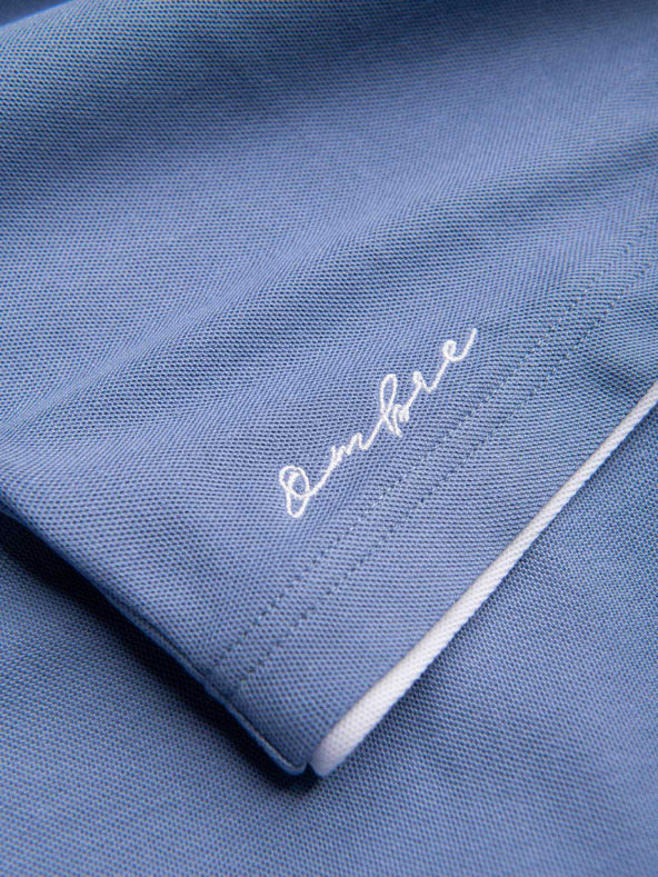 Ombre Clothing Moška bombažna polo majica s kontrastnim robom - modra V3 OM-POSS-0170 Ombre Clothing