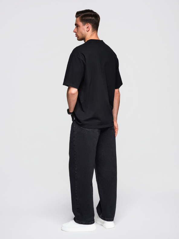 Ombre Clothing Majica OM-TSBC-0291 - off white/off white/črna Ombre Clothing