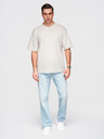 Ombre Clothing Majica OM-TSBC-0291 - off white/off white/črna Ombre Clothing