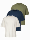 Ombre Clothing Majica OM-TSBC-0291 - off white/bledo olivna/navy Ombre Clothing
