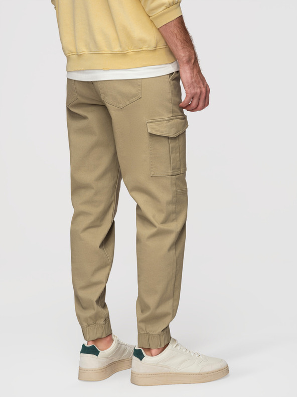 Ombre Clothing Moške hlače JOGGERY s tovornimi žepi na zadrgo - khaki V1 OM-PAJO-0290 Ombre Clothing