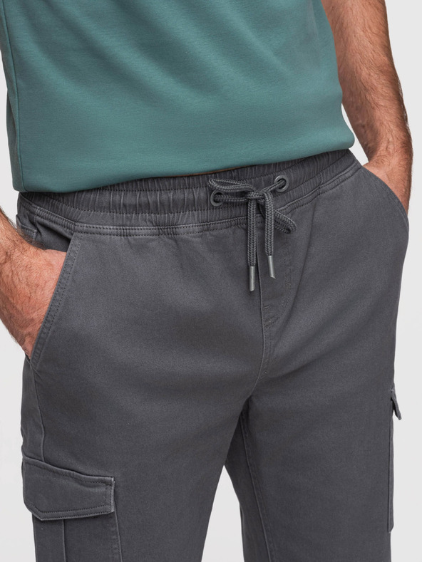 Ombre Clothing Moške hlače JOGGERY s tovornimi žepi na zadrgo - grafitna V3 OM-PAJO-0290 Ombre Clothing