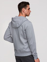 Ombre Clothing Moška majica na zadrgo s kapuco in našitkom - siva V1 OM-SSZP-0256 Ombre Clothing