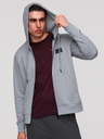 Ombre Clothing Moška majica na zadrgo s kapuco in našitkom - siva V1 OM-SSZP-0256 Ombre Clothing