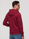 Ombre Clothing Moška majica brez gumbov s kapuco in našitkom - rdeča V3 OM-SSZP-0256 Ombre Clothing