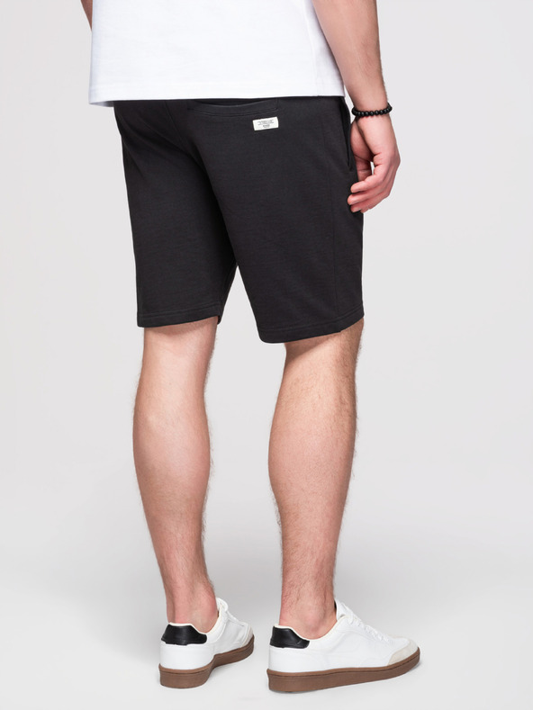 Ombre Clothing Moške bombažne kratke hlače z vrvico in žepi - črne V5 OM-SRBS-0205 Ombre Clothing