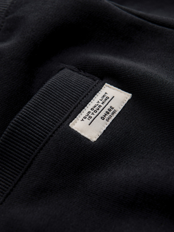 Ombre Clothing Moške bombažne kratke hlače z vrvico in žepi - črne V5 OM-SRBS-0205 Ombre Clothing