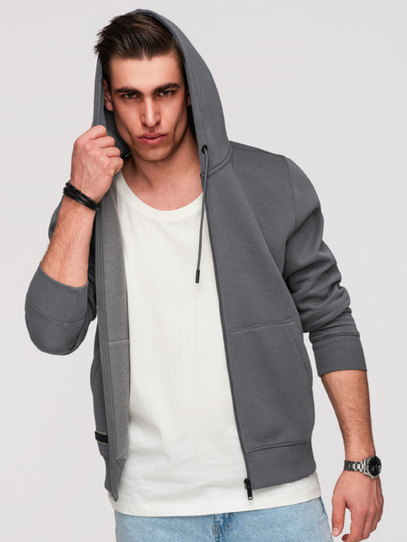 Ombre Clothing Moška bombažna jopa BASIC z zadrgo Ombre Clothing