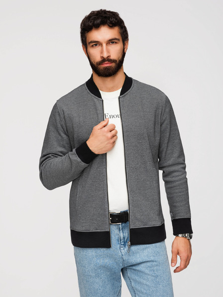 Ombre Clothing Moška pletena bomber jakna - črna