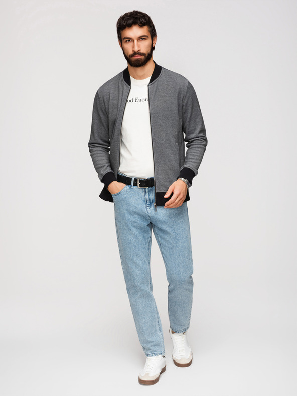 Ombre Clothing Moška pletena bomber jakna - črna