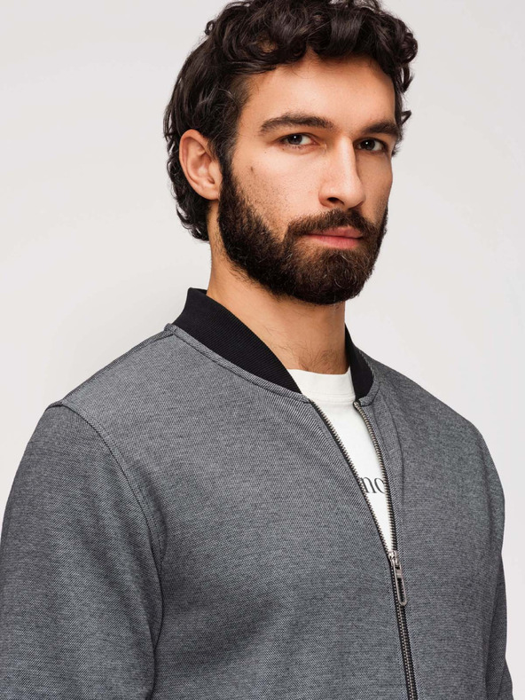 Ombre Clothing Moška pletena bomber jakna - črna