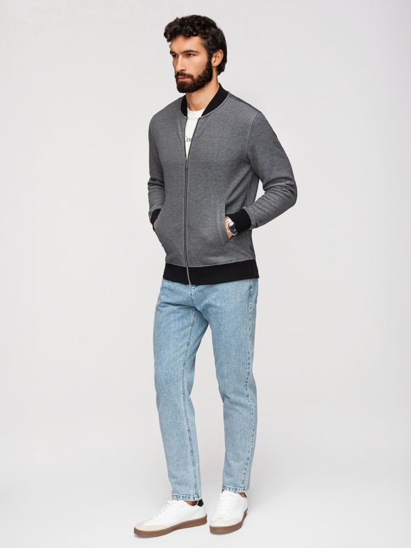 Ombre Clothing Moška pletena bomber jakna - črna
