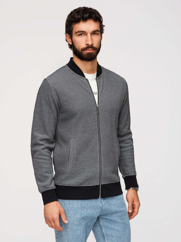 Ombre Clothing Moška pletena bomber jakna - črna
