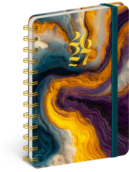 NOTIQUE NOTIQUE Spiralni 18-mesečni dnevnik Petito – Pisana agat 2026/2027, 13 x 18 cm