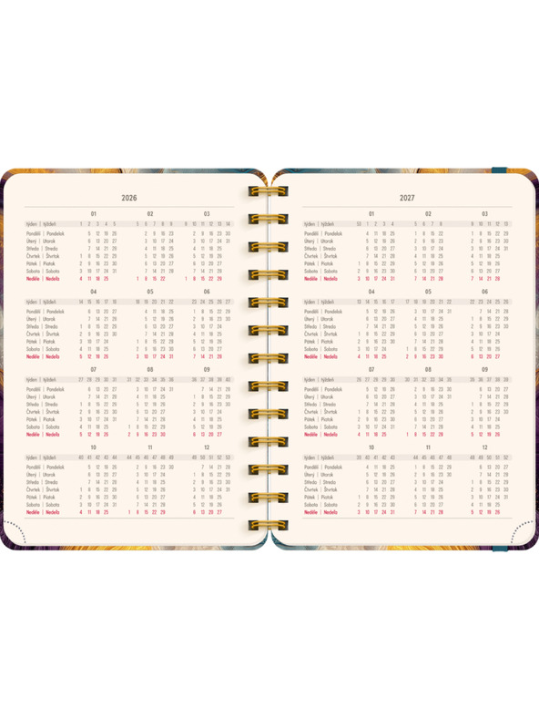 NOTIQUE NOTIQUE Spiralni 18-mesečni dnevnik Petito – Pisana agat 2026/2027, 13 x 18 cm