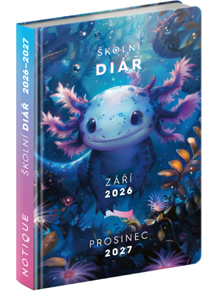 NOTIQUE NOTIQUE Šolski dnevnik Axolotl (september 2026 – december 2027), 9,8 x 14,5 cm